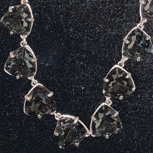 STELLA & DOT silver-tone grey rhinestone necklace